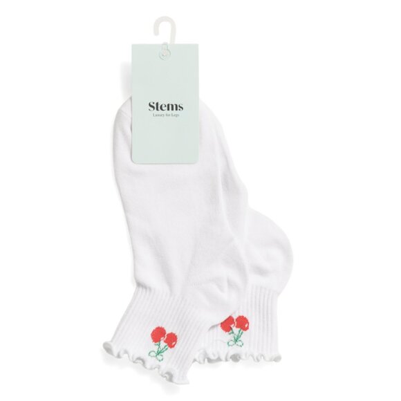 STEMS White Cherry Ruffle Quarter Socks - Picture 1 of 1